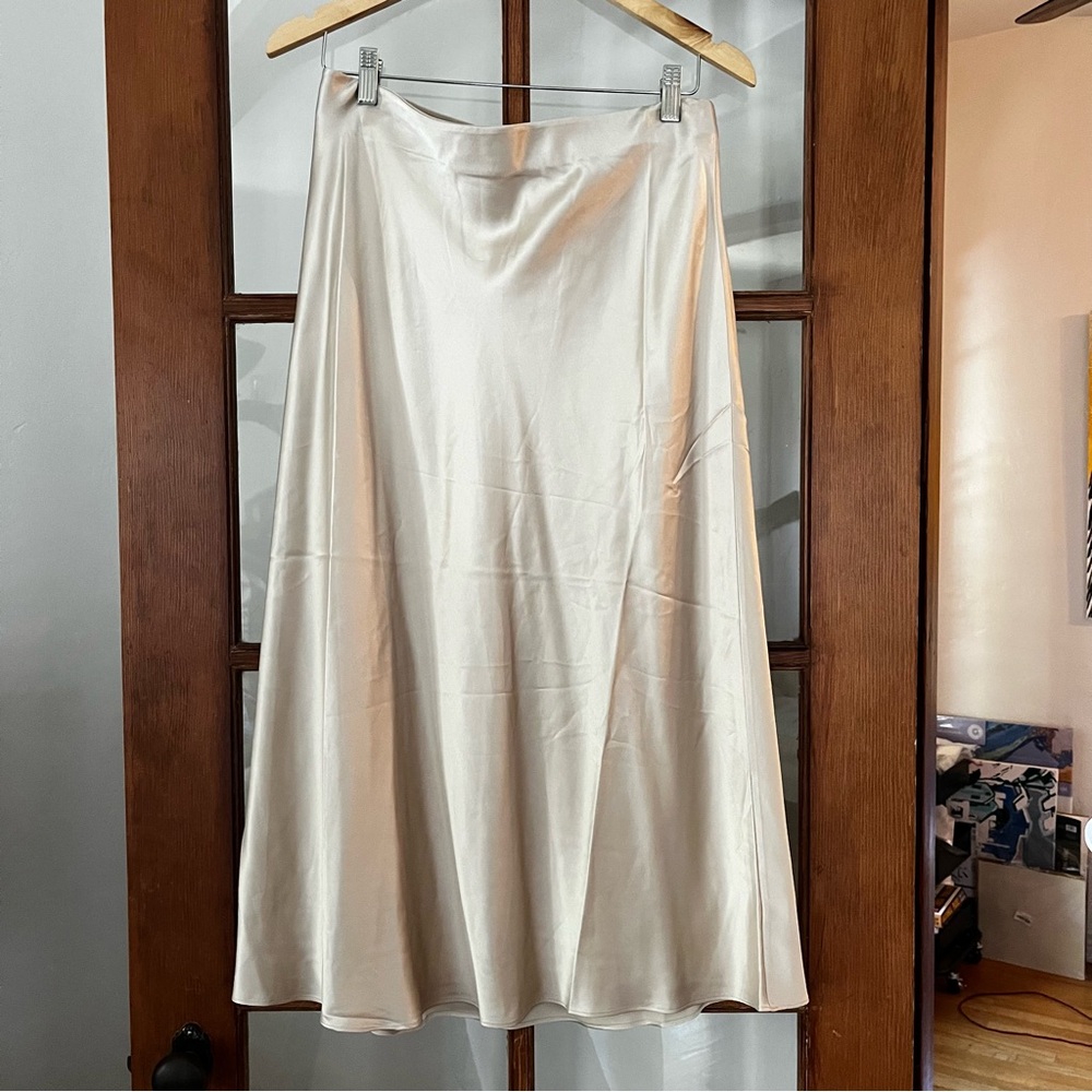 New 100% Quince Silk Washable Skirt XL in Champagne